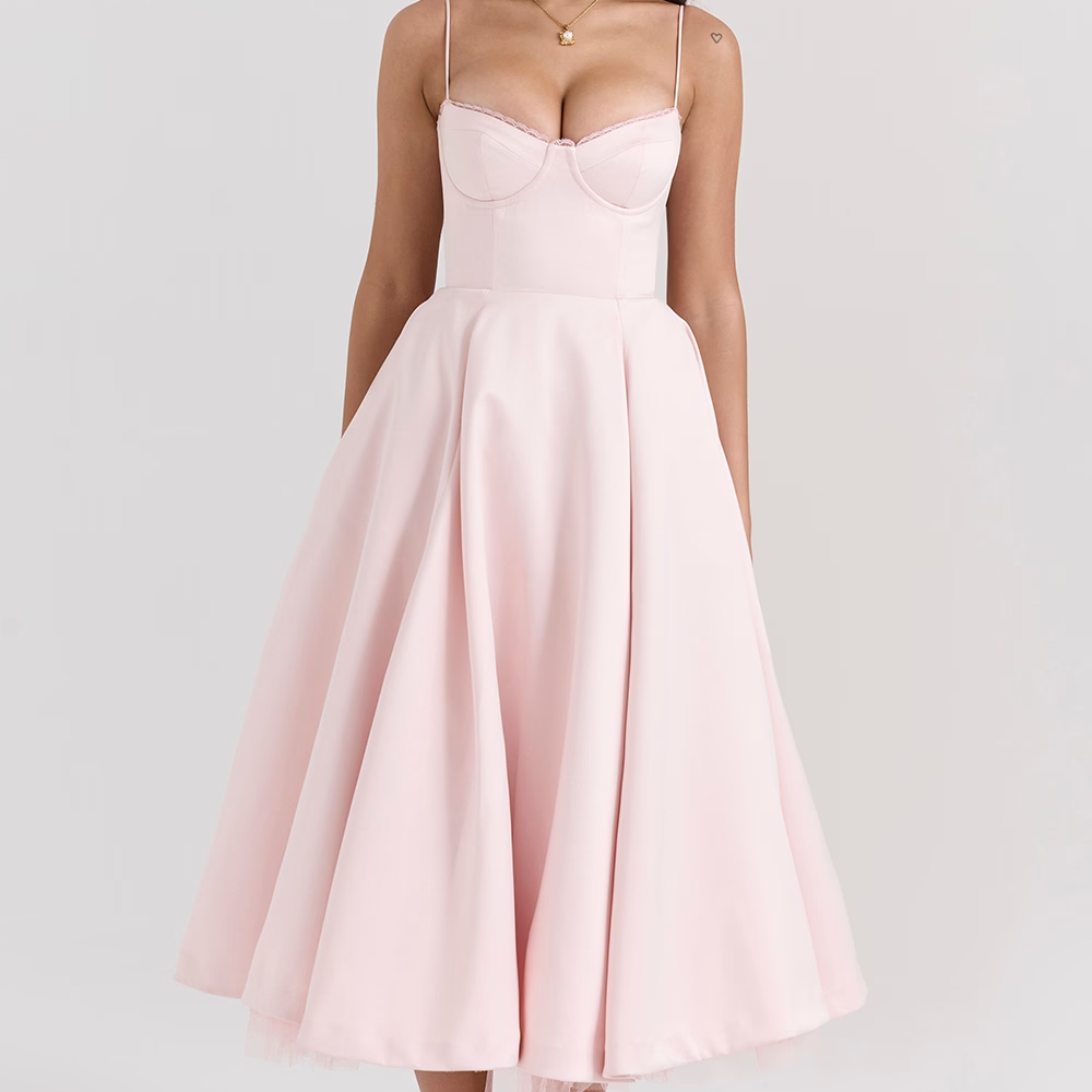 Julia – Midi dress with Corset Top and Tulle Skirt