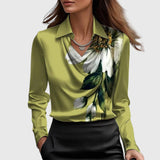 Alina – Satin blouse with V-neck and draped finish