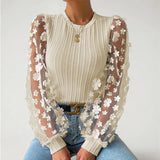 Elisa – Blouse with Chiffon Sleeves in Floral Print and Knit Body