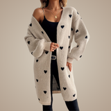 Luna – Women's knit cardigan with heart pattern