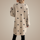 Luna – Women's knit cardigan with heart pattern