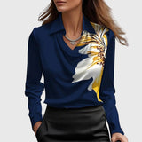 Alina – Satin blouse with V-neck and draped finish