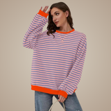 Emira – Striped Knit Sweater with Round Neck