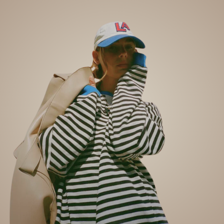 Emira – Striped Knit Sweater with Round Neck